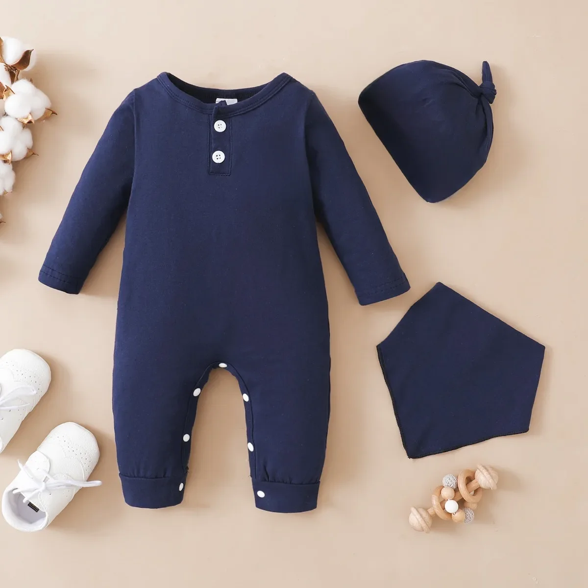 0-12 Maanden Pasgeboren Baby Body Body Peuter Baby Romper Lange Mouwen Brief Print Jumpsuit + Hoed Mode Leuke Stijl Dagelijkse Kleding - afbeelding 2