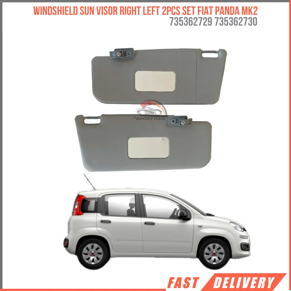 

For Windshield sun visor right left 2PCs Set Fiat Panda Mk2 2003-2012 Oem 735362729 735362730 gray color and mirrored