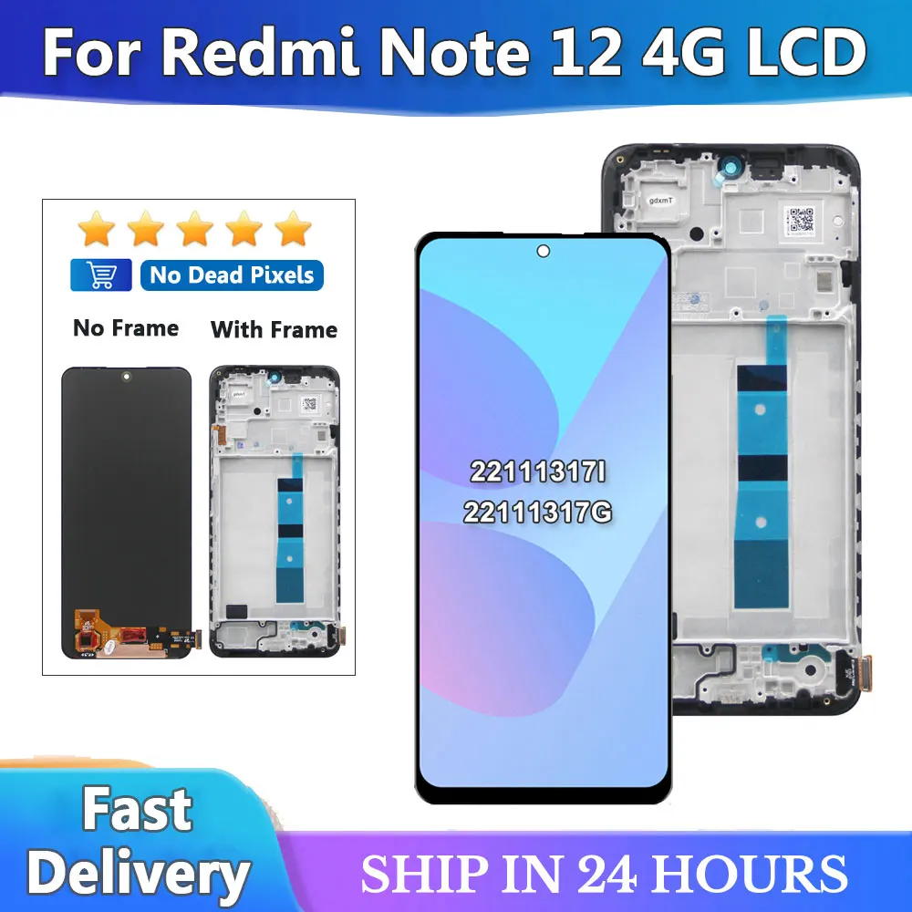 6.67'' OEM 120HZ For Xiaomi Redmi Note 12 4G LCD 23021RAAEG Display Screen Touch Digitizer Assembly For Redmi note12 4G Screen