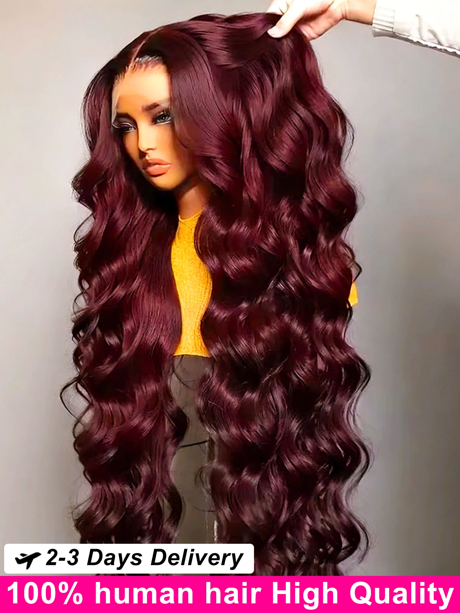 

Body Wave Burgundy 99J HD Lace Front Wig 13x6 Transparent Lace Frontal Wig 100% Human Hair Pre Plucked Colored Wig 250% Density