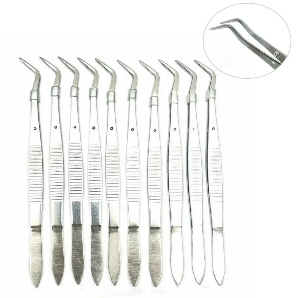10 sztuk kleszcze dentystyczne ze stali nierdzewnej pęsety dentystyczne Dental usta lustro ząb sonda Instrument dentystyczny narzędzia do badania zębów — zdjęcie 2