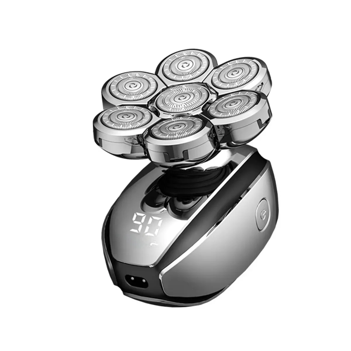 6-In-1 Elektrisch Hoofdscheerapparaat voor Kaal Mannen 7 Blades Drijvend Scheermes Tondeuse USB Oplaadbare LED Display Baard Scheerapparaten - afbeelding 2