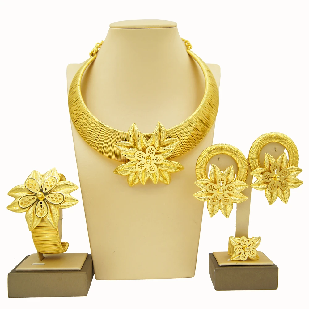 Brazil Italian Gold Plated Jewelry Women Jewelry Set Luxury Wedding Necklace Party Holiday Gifts Nigeria Engagement Bijoux