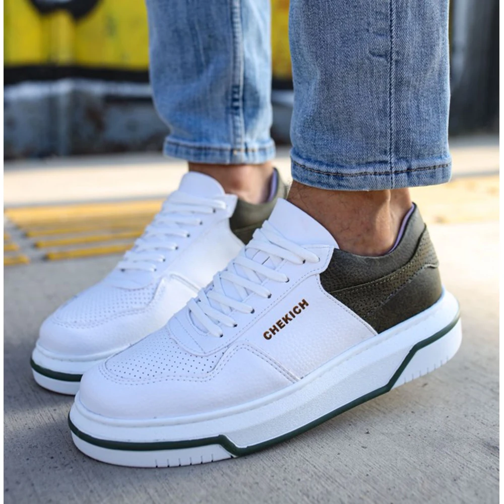 FOH Store WHITE GREEN Artificial Leather Sneakers Women Men Summer Spring Sport Unisex Lightweight Mixed Color Casual Running Daily Footwear Orthopedic Walking Breathable Futsal Air Lighted Weight 2023 Fashion 075