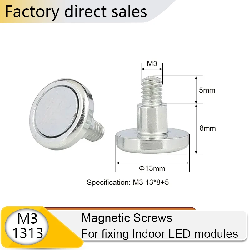 100pcs/lot M3 M4 1208 1313 1317 Magnetic Screws LED Display Screen Dedicated Screws Magnetic Column Brackets External Thread