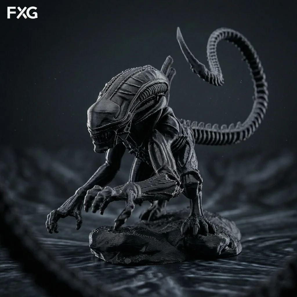 Segmented Spine Long Tail Crouching Extraterrestrial Sculpture, Desk Decor, Gift for Gamers, Boyfriend Gift Idea, Christmas Gift