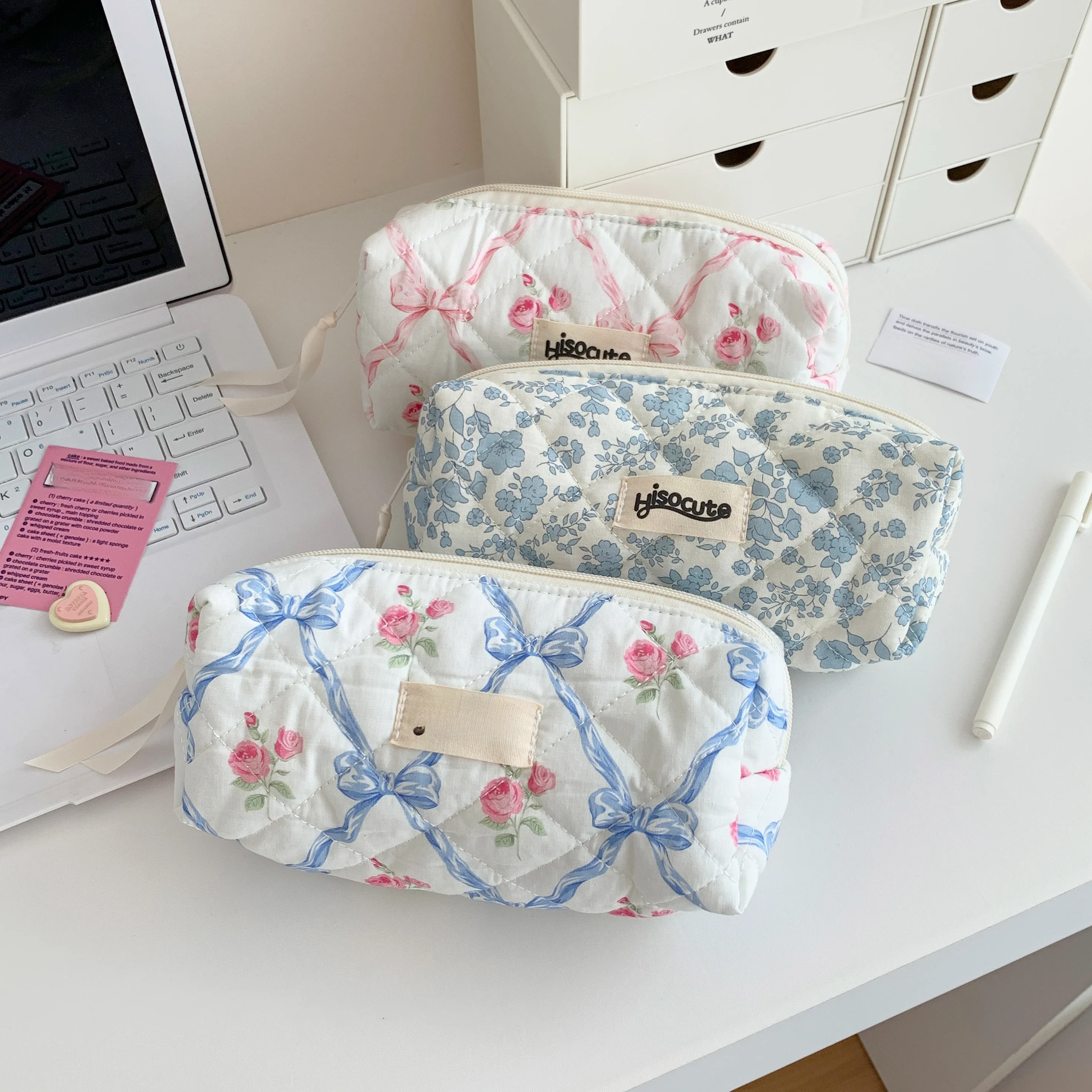 Ins – trousse à crayons à nœud simple pour étudiants, sac de rangement de papeterie en coton, étui à stylos d'écriture, pochette de maquillage