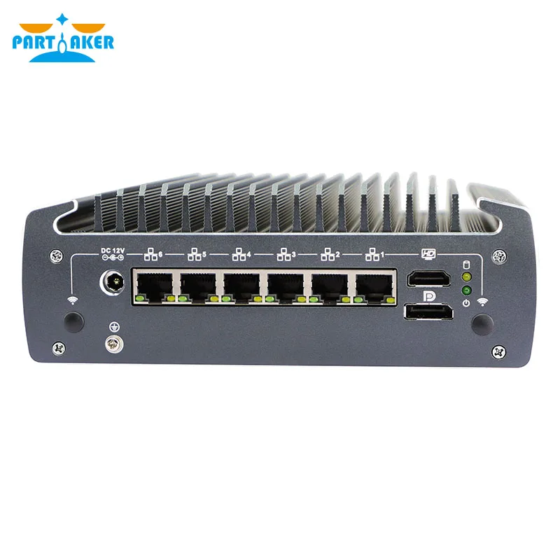 Fanless Mini PC 6 Intel NIC 1 HD 1 DP TPM2.0 AES-NI Soft Router VPN Server ESXI ทนทาน Micro ไฟร์วอลล์อุปกรณ์สนับสนุน POE