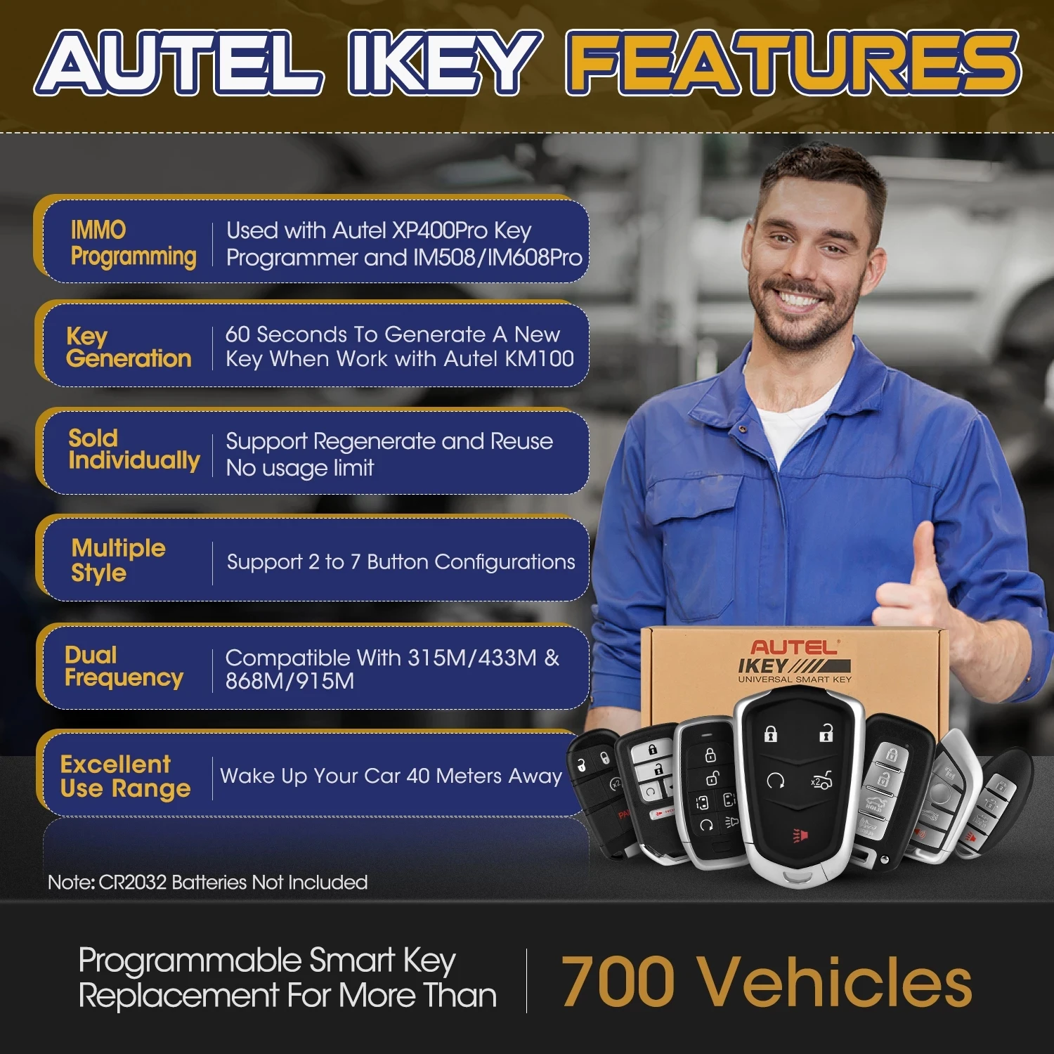 1/2Pieces AUTEL Smart Key BW004AL IKEYBW004AL for BMWWork with MaxiIM KM100 Key Programmer Compatible with 315/433MHZ