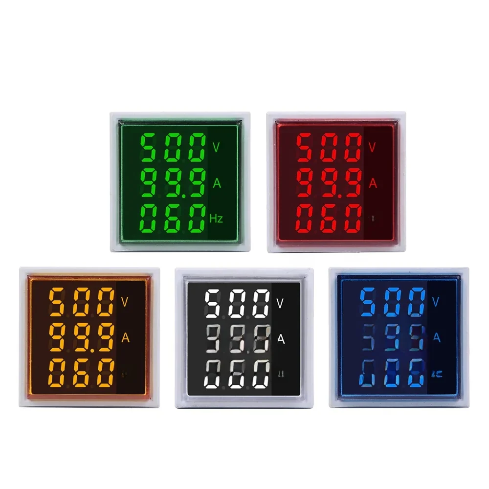 Cyfrowy LED Volt Amp HZ AC Amperomierz Woltomierz Częstotliwość prądu Wskaźnik napięcia Miernik Tester Światła sygnalizacyjne 60-500V 100A 20-75Hz — zdjęcie 2
