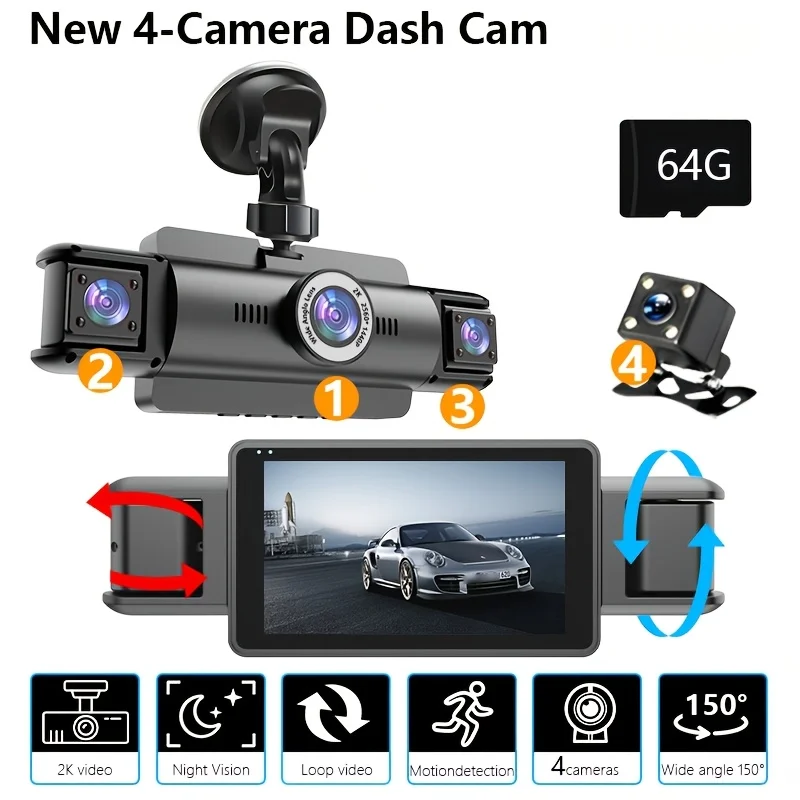 4 Channel Dash Cam,…