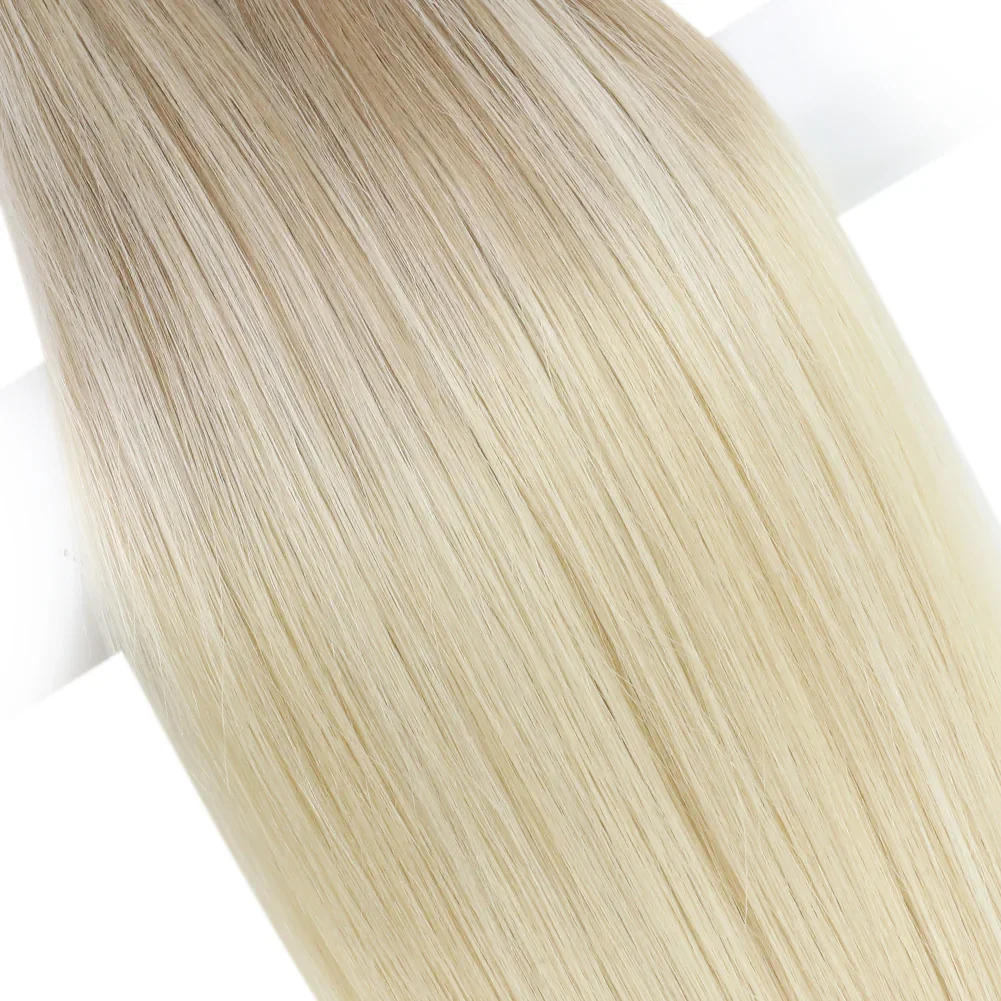 LaaVoo Virgin Hand Gebonden Haar Inslag Human Hair Extensions 10G & 15G 14-24 inch 100% Echt Steil Menselijk Haar Hoge Kwaliteit Bundels