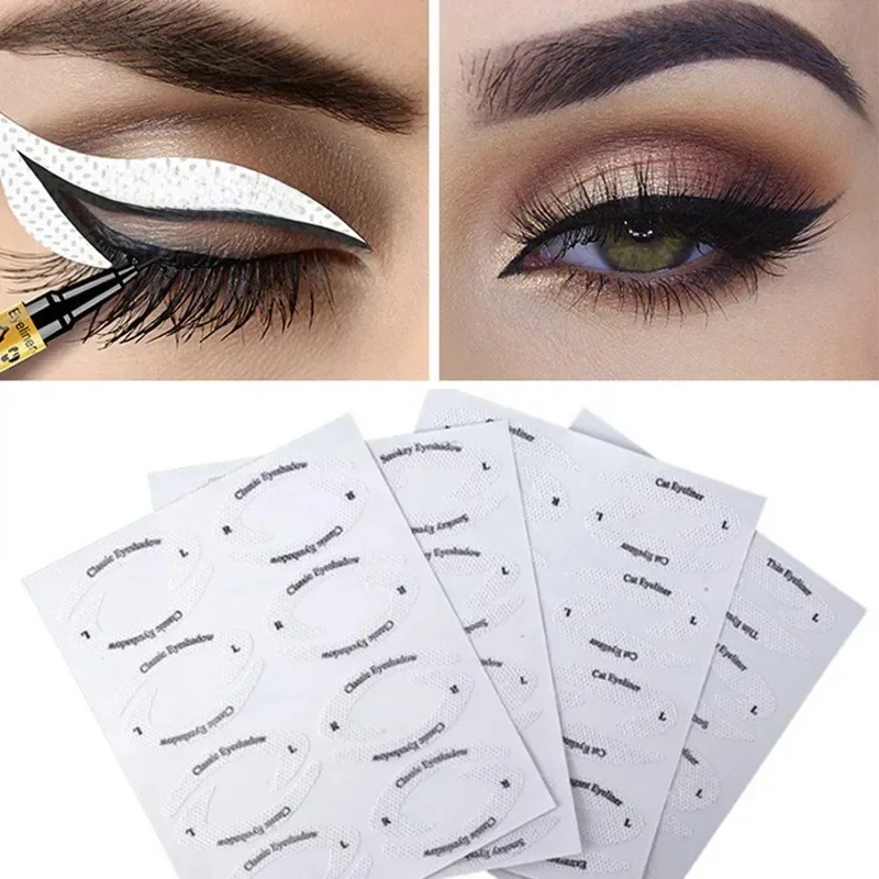 Pochoirs de maquillage pour les yeux, eye-liner, modèles de moule, outils saillants, sourcils, ombre à barrage, carte autocollante