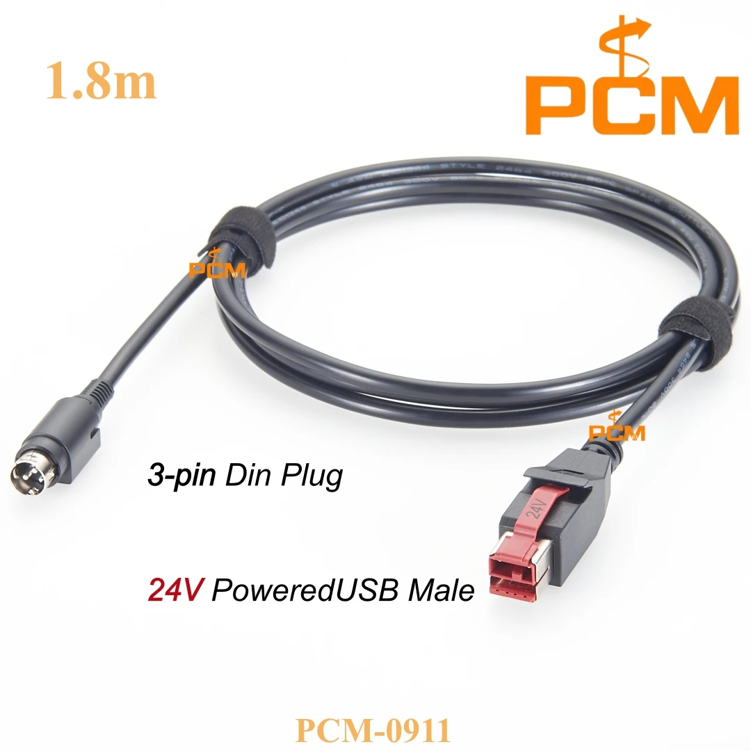 

Кабель-адаптер USB 24В на 3-контактный штекер Hosiden (DIN) для POS-систем, сканеров IBM, принтеров, колонок