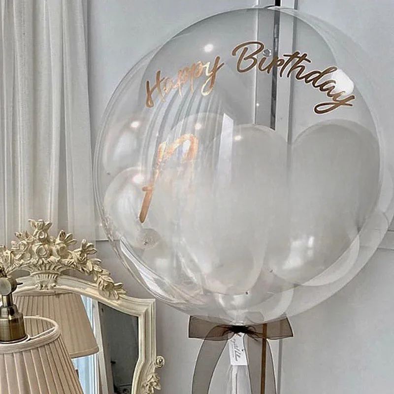 2/1Pc 18/24/36inch Bubble Balloon z niestandardową naklejką imienną Naklejka na wesele Urodziny Baby Shower Party Dekoracje — zdjęcie 2