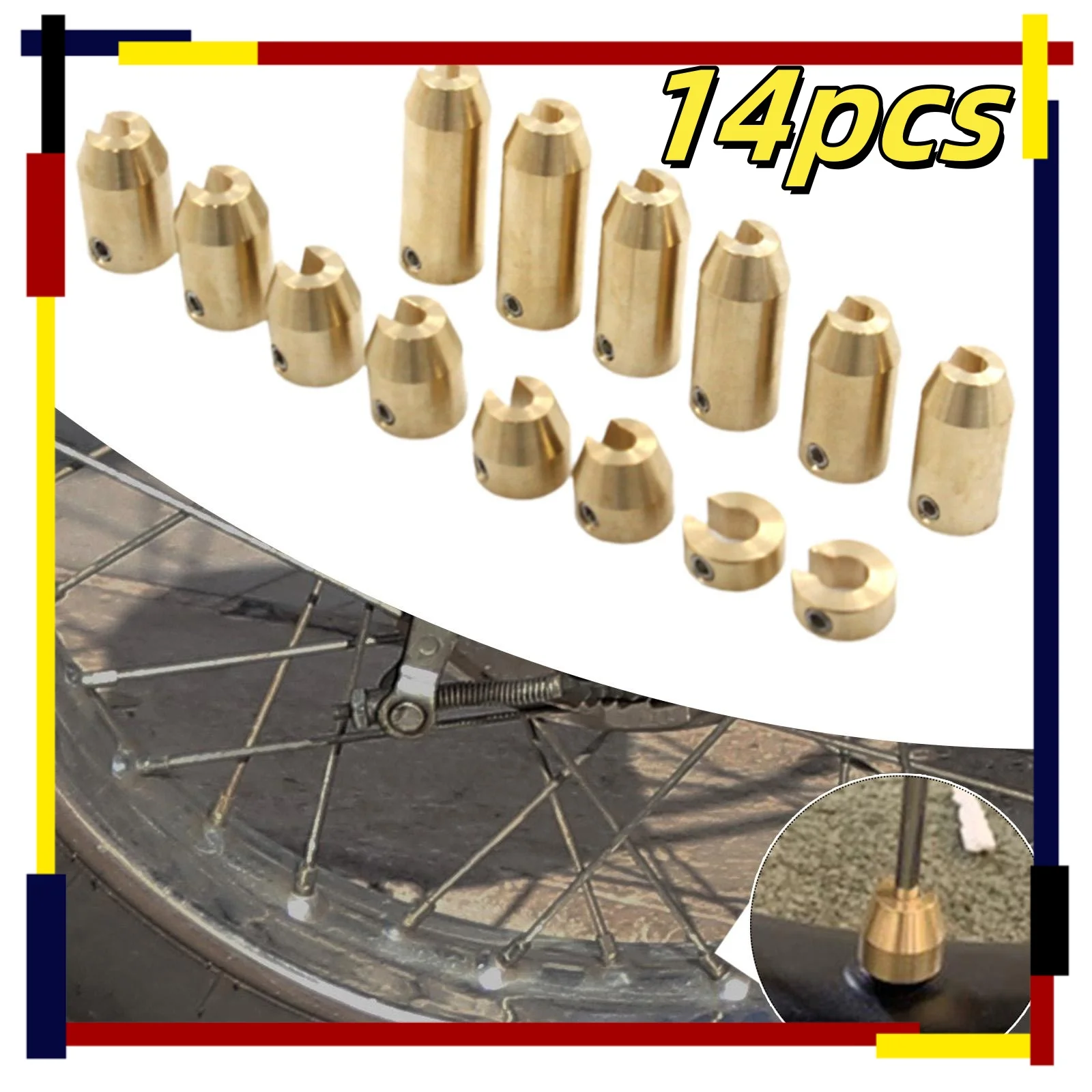 

14-х шт., наборы для заправных грузов для балансировки колесных спиц, ремонтные комплекты для латунных колесных спиц мотоцикла, наборы для заправки грузов