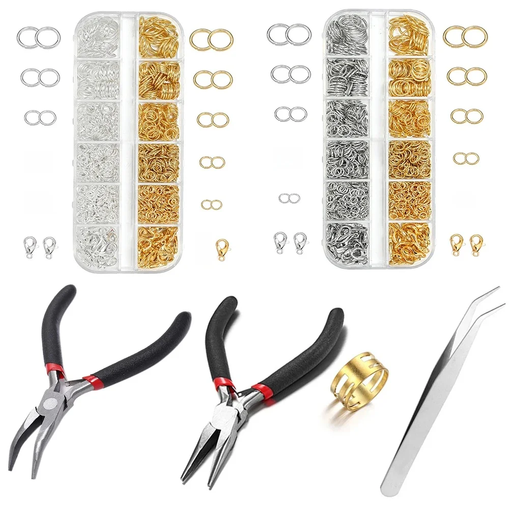 930 sztuk/pudło zestawy półproduktów do biżuterii otwarte pierścienie skokowe karabińczyki haczyki szczypce pincety dla DIY bransoletka naszyjnik tworzenia biżuterii — zdjęcie 2
