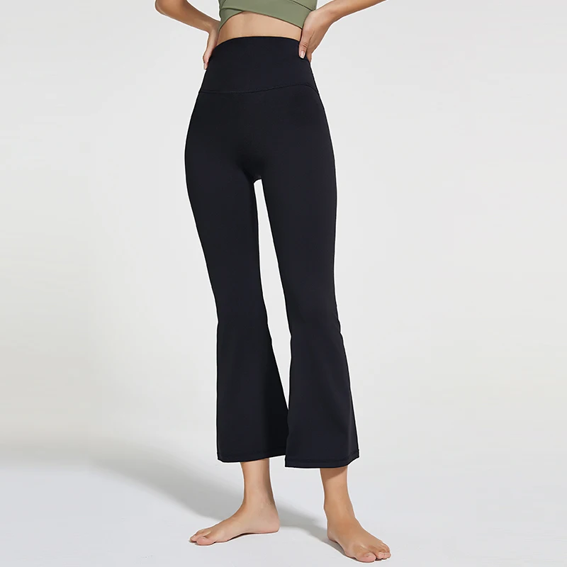 

High Waisted Wide-leg Nude Feeling Yoga Pants without Embarrassing Lines, Butt Fifting Sports Fitness Pants Bell Bottom Pants