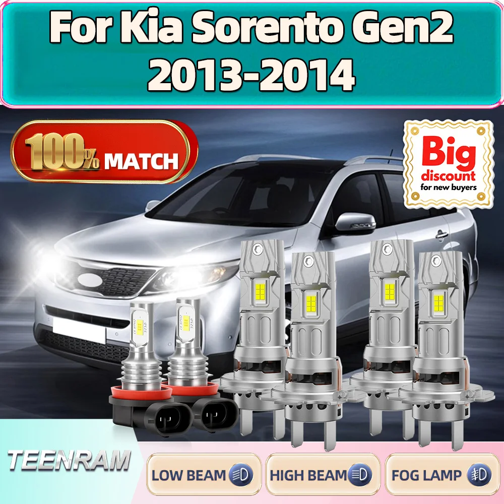 

Car LED Headlight Bulbs For Kia Sorento Gen2 2013-2014 250W Turbo Auto Headlamp Ampoules Canbus No Error 60000LM Plug And Play