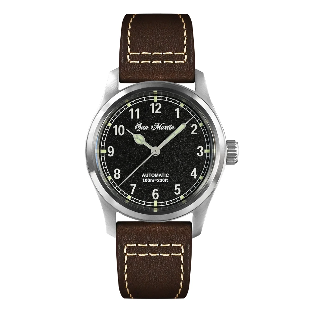 San Martin Simple Herrenuhr 37 mm Pilot Miyota 8215 Classic Military Explore Automatische mechanische Uhren Wasserdicht 100 m