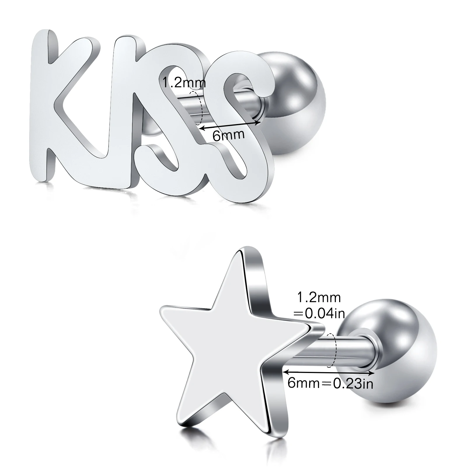3Pcs 16G Heart Flower Tragus Helix Stainless Steel Labret Lip Bar Rings Stud Cartilage Piercing Ear Studs Cross Jewelry 1.2x6mm