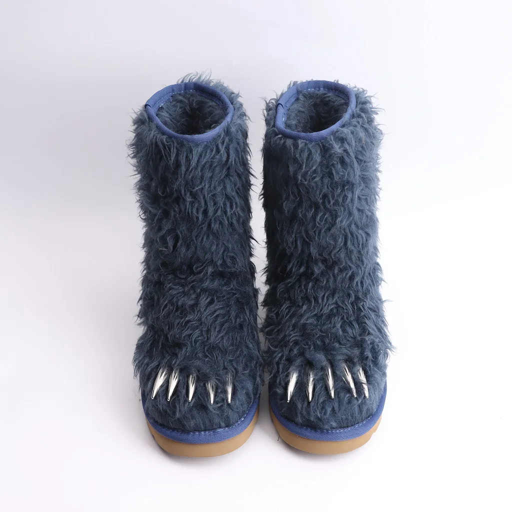 Designer Winter Bear Claw Shoes Women's Warm Fluffy Fashion Unique Brand Series Furry Booties Comfortable Durability