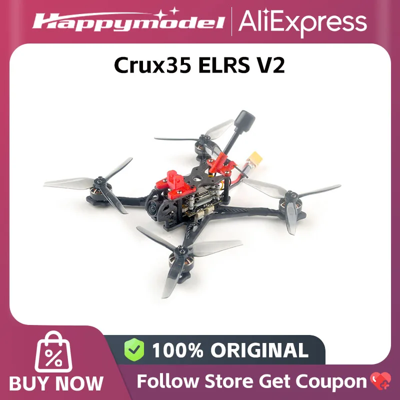 HappyModel Crux35 ELRS V2 3.5 Inch CrazyF411 4S Micro Freestyle FPV Racing Drone for 4S 750mah Battery