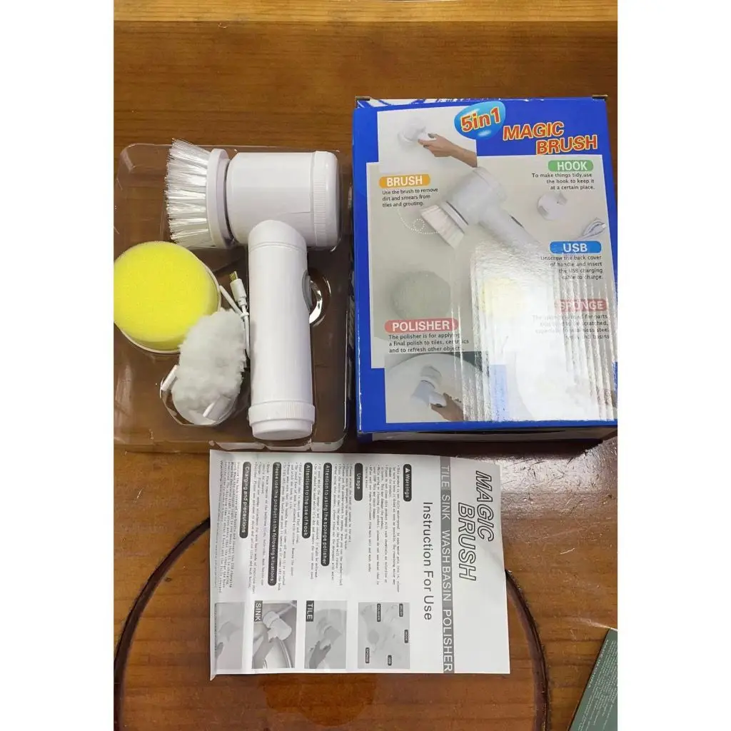 Escova Eletrica de Limpeza 5 em 1 Sem Fio Limpador Multiuso Pratico Para Cozinha , Banheiro prático