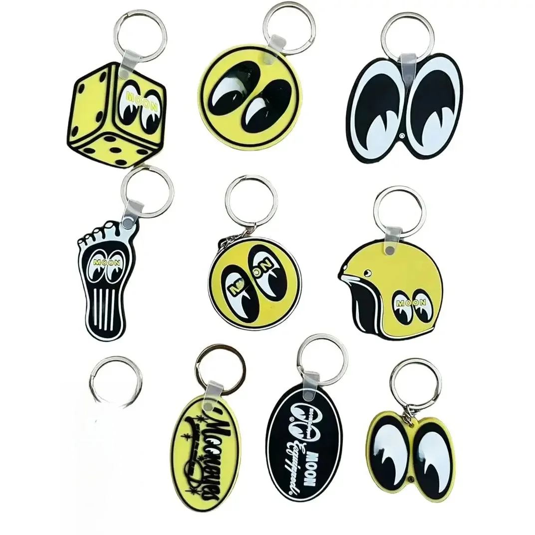 Moteur moto porte-clés lune Mooneyes Rat Fink Ratfink sac breloques métal porte-clés anneau porte-clés pour homme