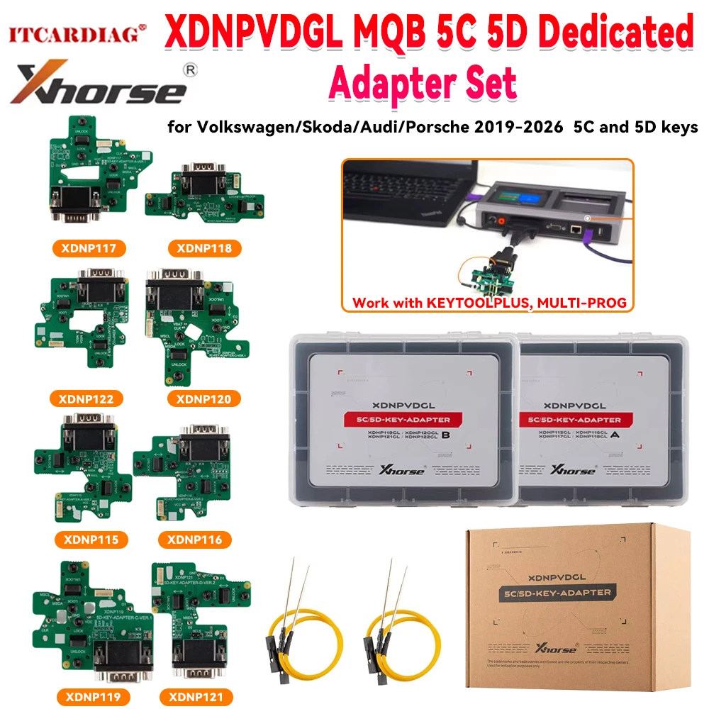 Xhorse XDNPVDGL MQB 5C 5D Dedicated Adapter Solder Free Adapter Kit Set Key Data Reading for V-W/ Skoda/ Audi/ POR 5C 5D keys