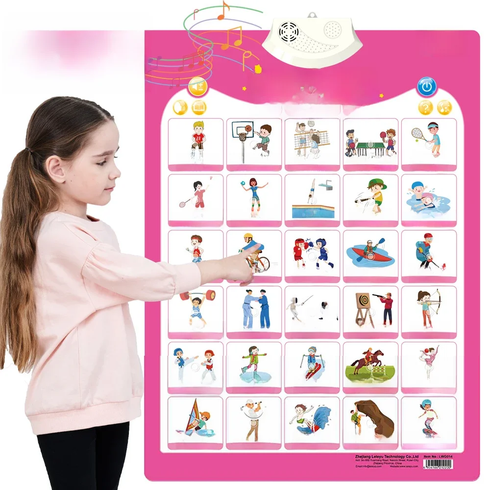 Sportowa tablica ścienna Mówiący plakat Interaktywny alfabet dla maluchów Najlepszy prezent edukacyjny dla chłopców i dziewcząt w wieku List Dźwięki — zdjęcie 2