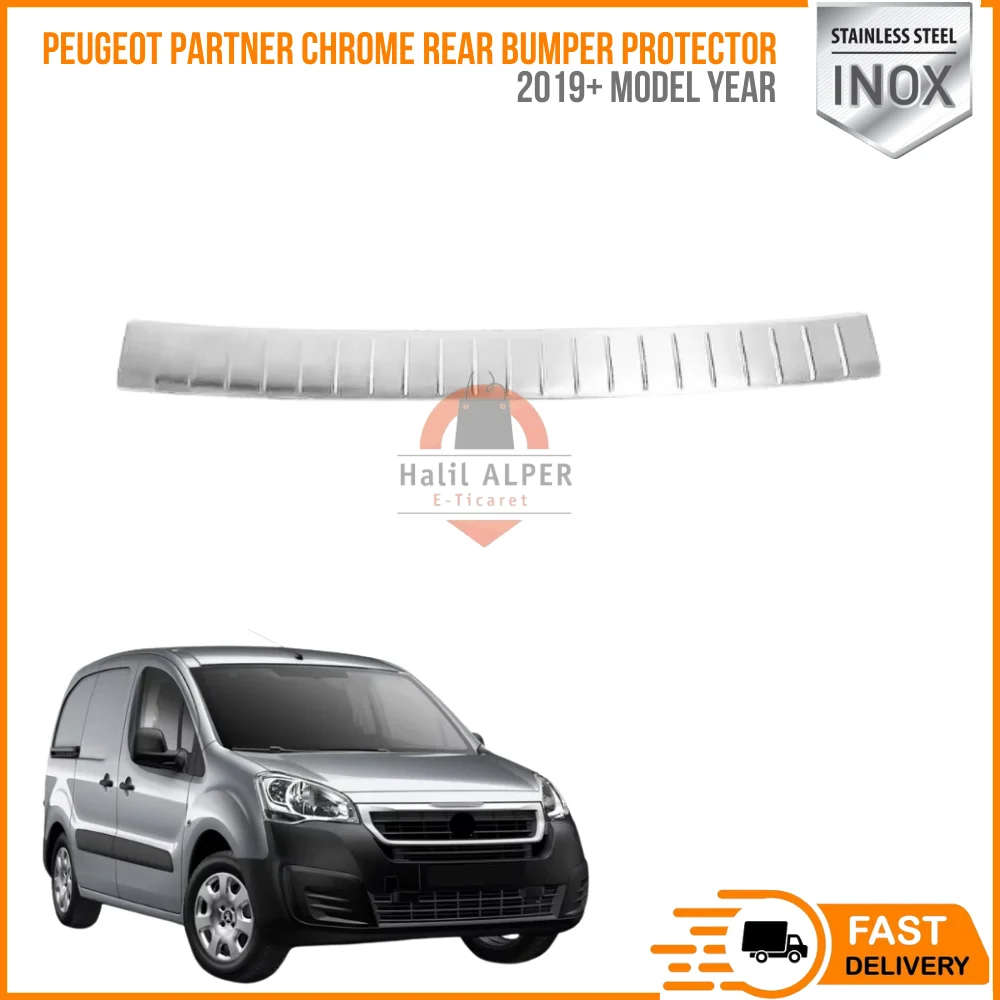 For Peugeot Partner 2019 - Chrome Rear Bumper Protector Scratch Guard Stainless Steel happy car parts high quality