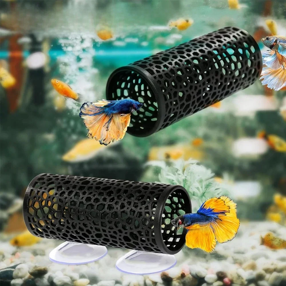 1-częściowa zabawka Betta Fish Tunnel Toy Hollow Sleeping Tube z przyssawką Betta Hamak Ukryta rurka odpoczająca do dekoracji akwarium — zdjęcie 2