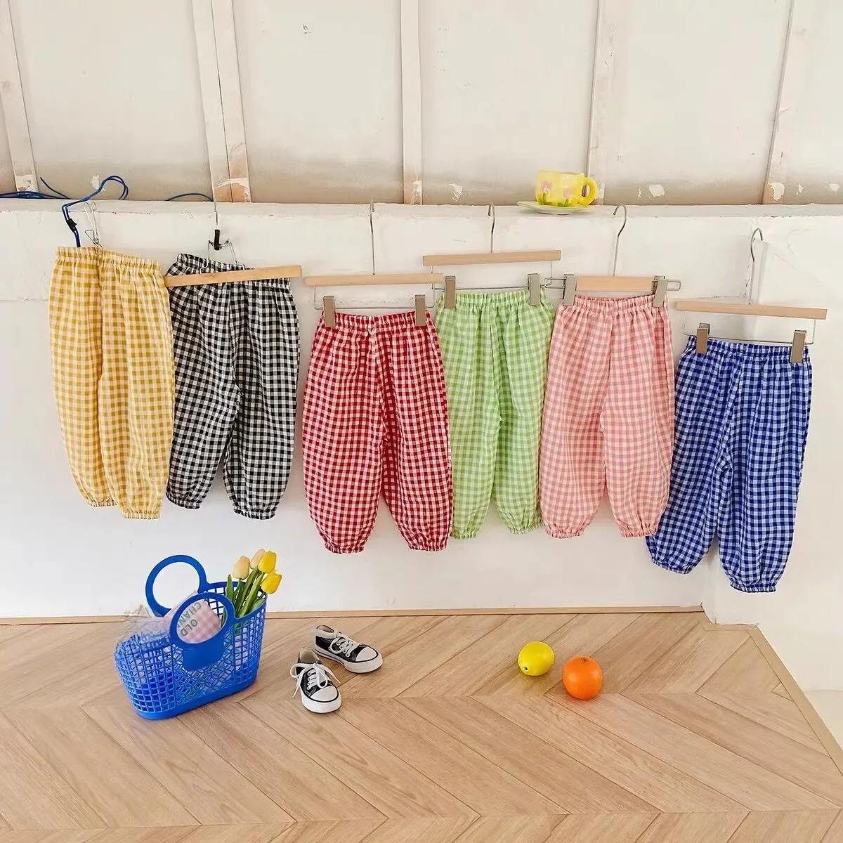 73-120 Cm Geruite Broek Zomer Meisjes Nieuwe Stijl Harlan Broek Kinderen Mode Veelzijdige Broek Dunne Katoenen Muggenbestendige broek - afbeelding 2