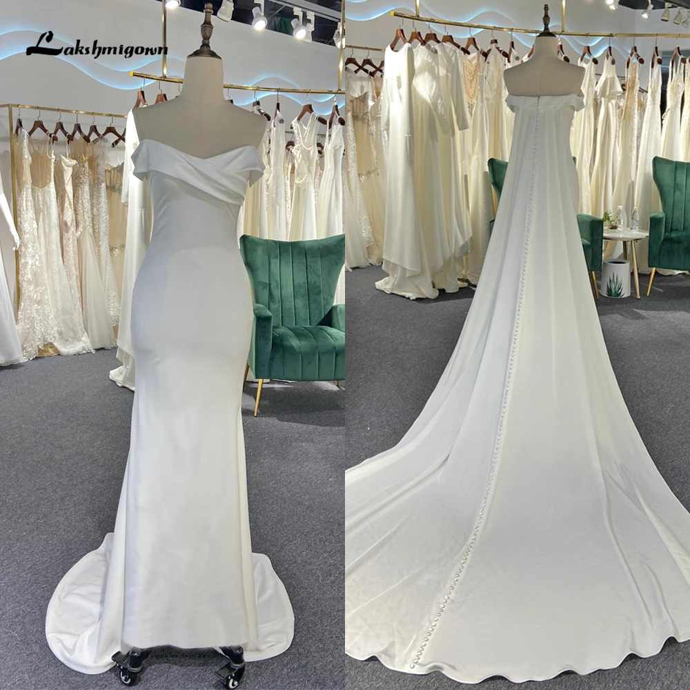 Robe de Mariée Sirène en Satin, Simple et Sexy, Col en V, Courte, Plissée, Queue Parfaite, pour Femme, Patients Boho, Quelle que soit la Tenue Éducative