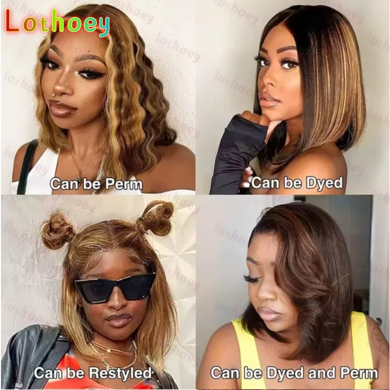 

2 Highlight Straight Bob Wig With Bangs Human Hair 1b/30 Highlight Short Straight Bob Wig Ready To Go Blunt Cut Short Bob Wigs