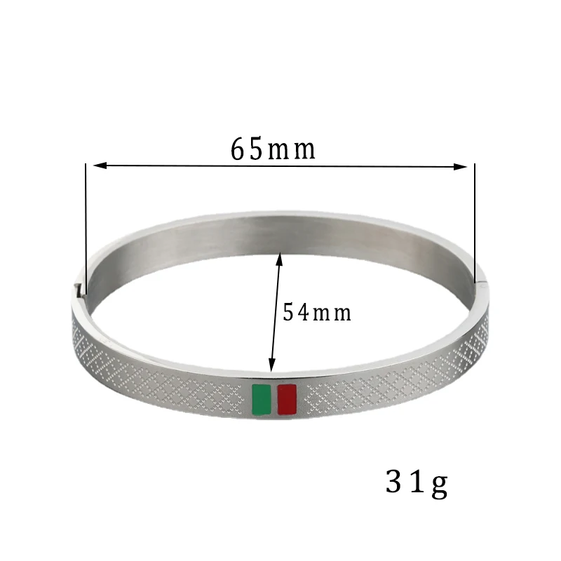 Trendy Bangle for Women Red and Green Charm Stainless Steel Gold Plating Jewelry Lover Bangle Luxury Wedding Female Bangle