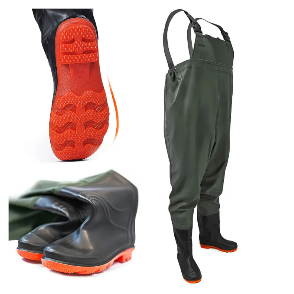 Pantalones de pesca de goma, peto OMEGA, talla 45