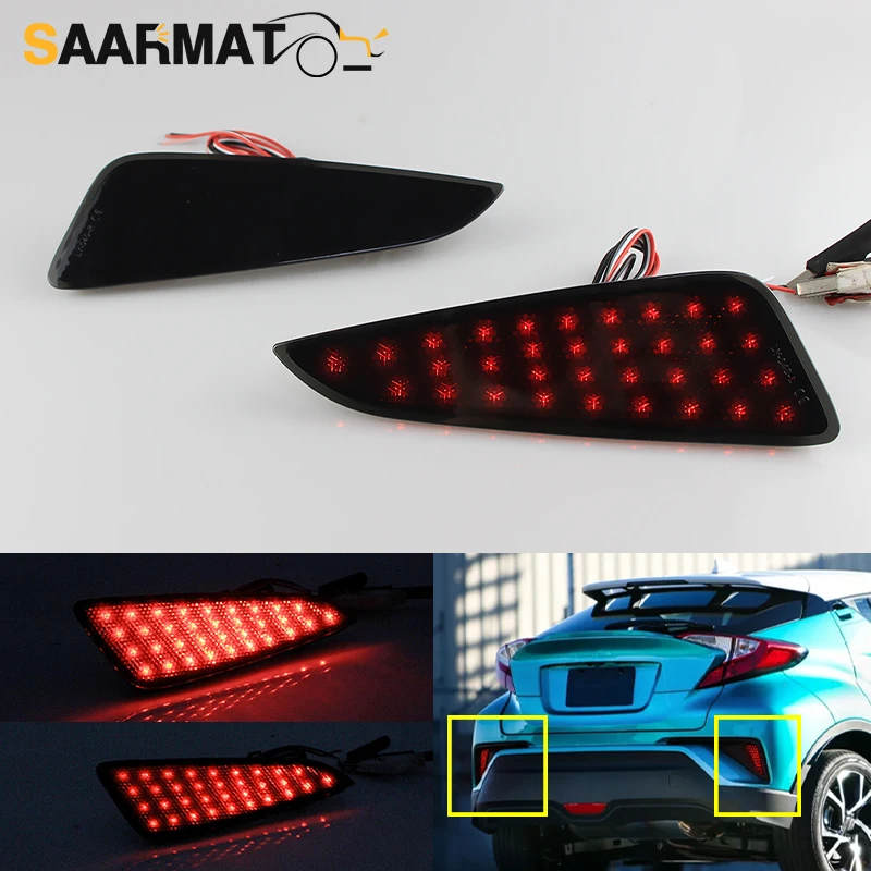 

2pcs LED Reflector Lamp Rear Fog Lamp Rear Bumper Brake Light Car Accessories For Toyota C-HR CHR 2016-2019
