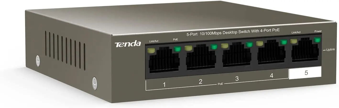 Tenda POE Switch Ethernet 5-Port Mbps TEF1105P-4-63W