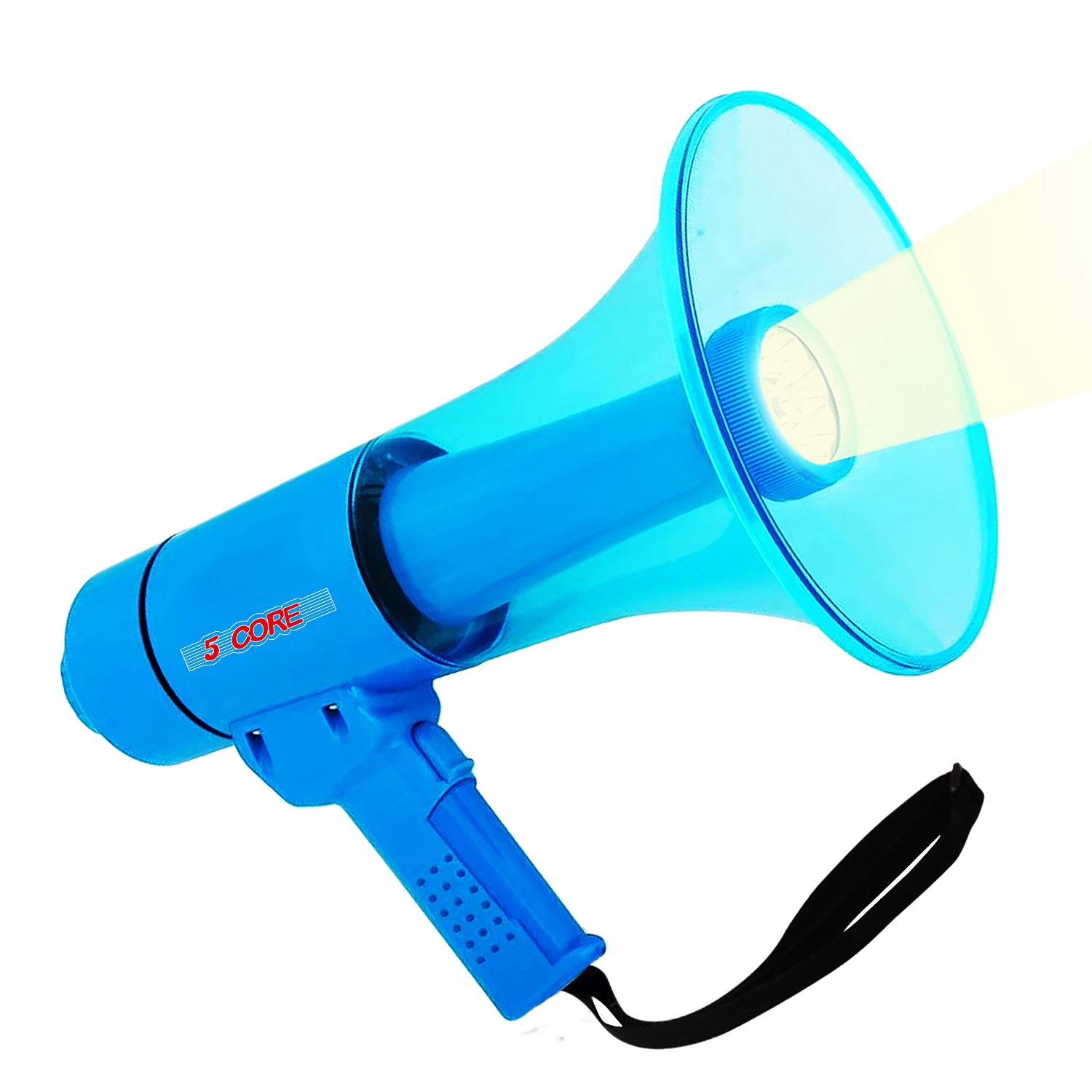 

5 Core Megaphone Bullhorn Speaker w Siren LED Light Adjustable Volume Bull Horn HW 18 WP