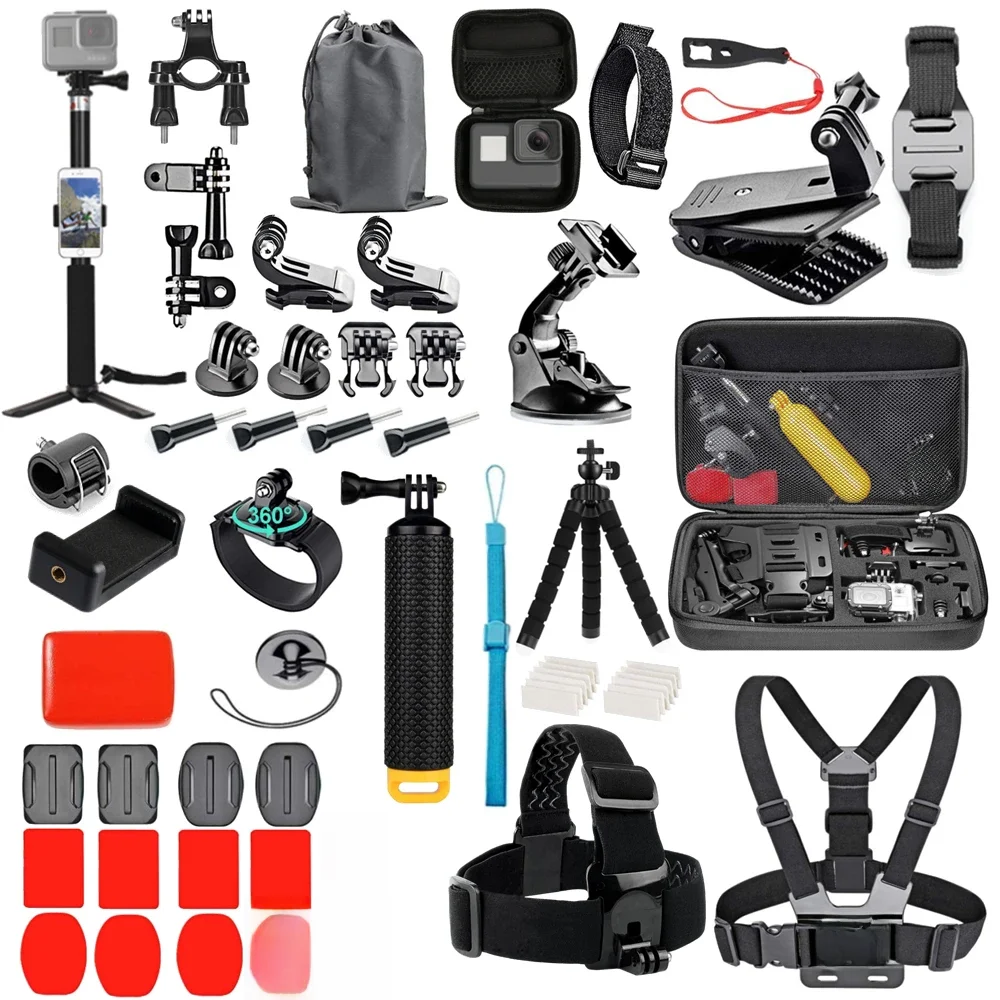 Akcesoria do kamer sportowych dla GoPro Hero 9 8 7 5 4, dla DJI Osmo Action, plecak, przyssawka do mocowania na szkle, etui 4K, kask. — zdjęcie produktu 7