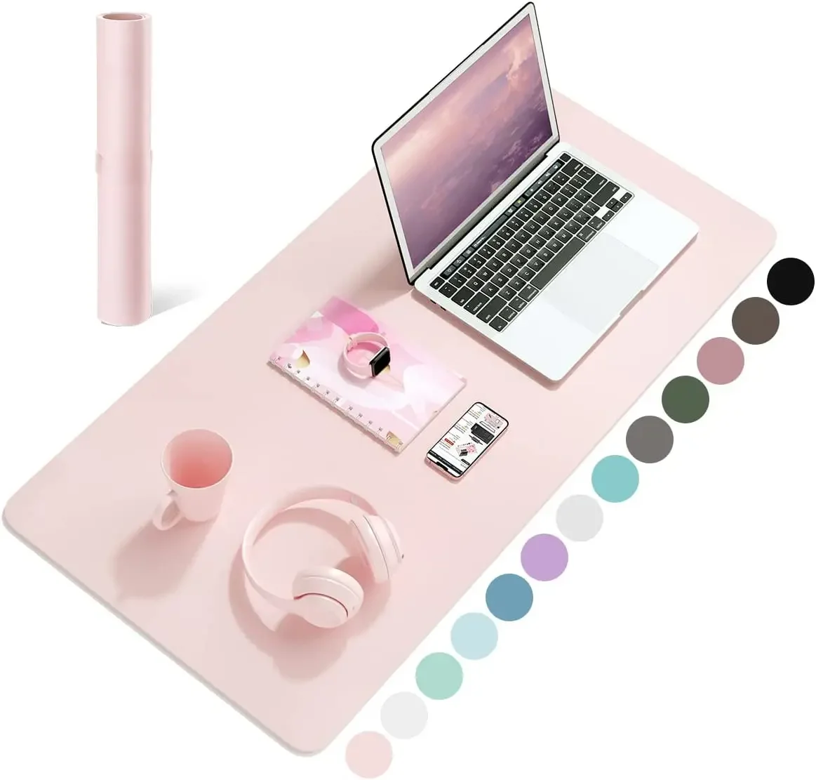 Image of Desk Mat Waterproof PVC Mouse Pad Leather Desk Protective Cover Pink Large Computer Girls Laptop Non-slip Gaming Keyboard Mats