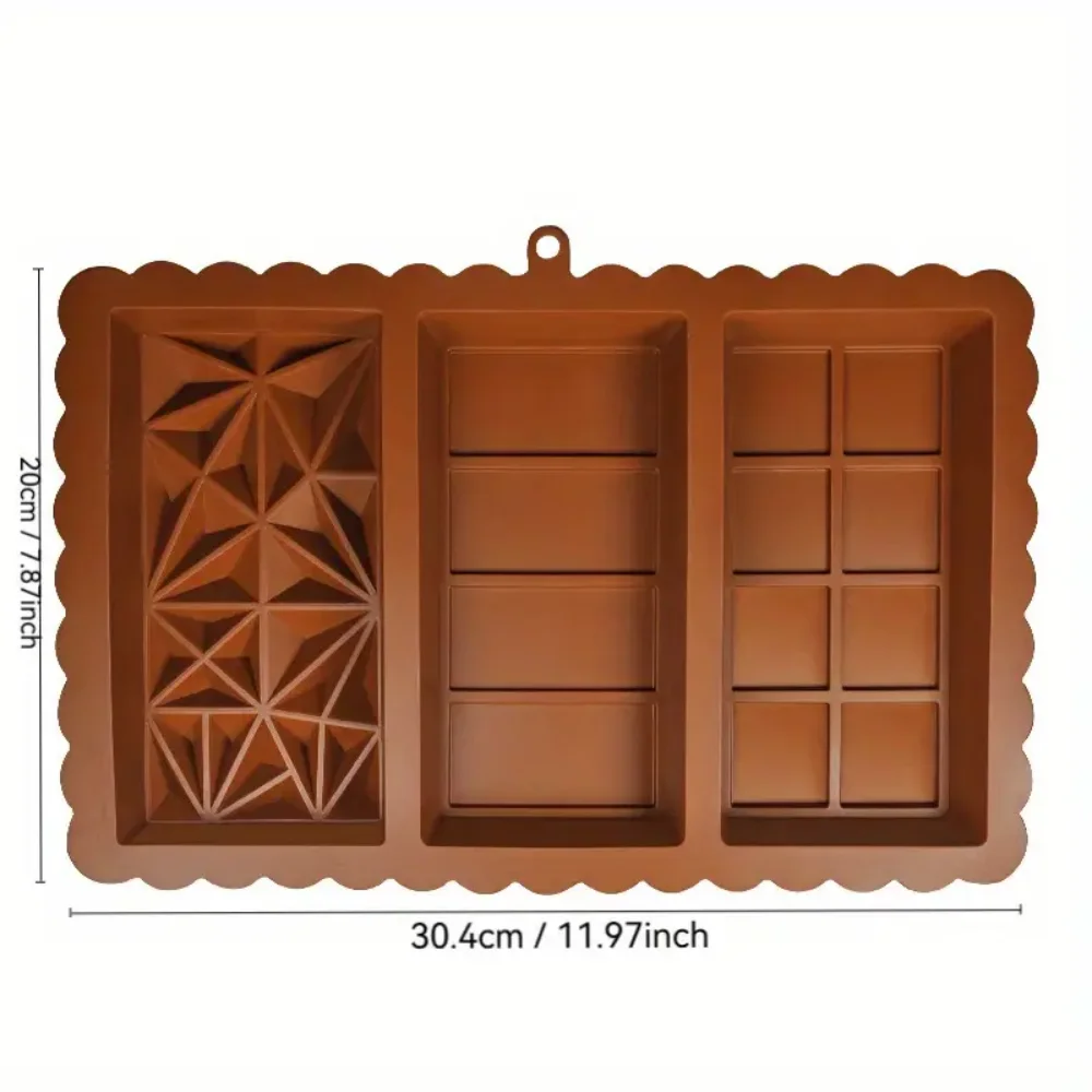 قوالب ألواح شوكولاتة من السيليكون، قوالب حلوى مستطيلة غير لاصقة مع فتحات تعليق، قوالب خبز يدوية قابلة لإعادة الاستخدام