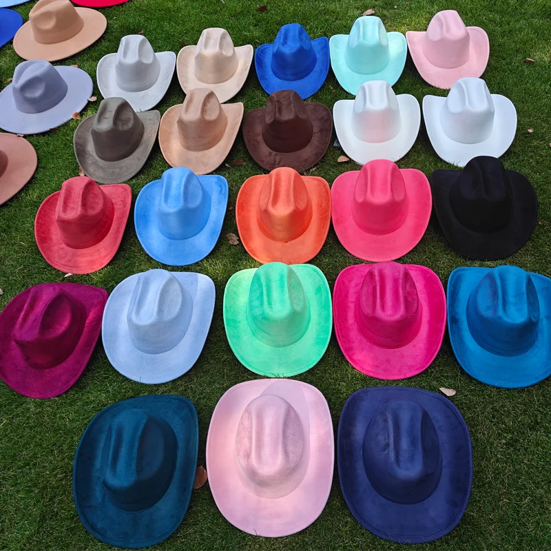NEW 2026 suede hat Pink bull head western cowboy hat haze blue new cowboy hat suede material women's outdoor hat knight hat