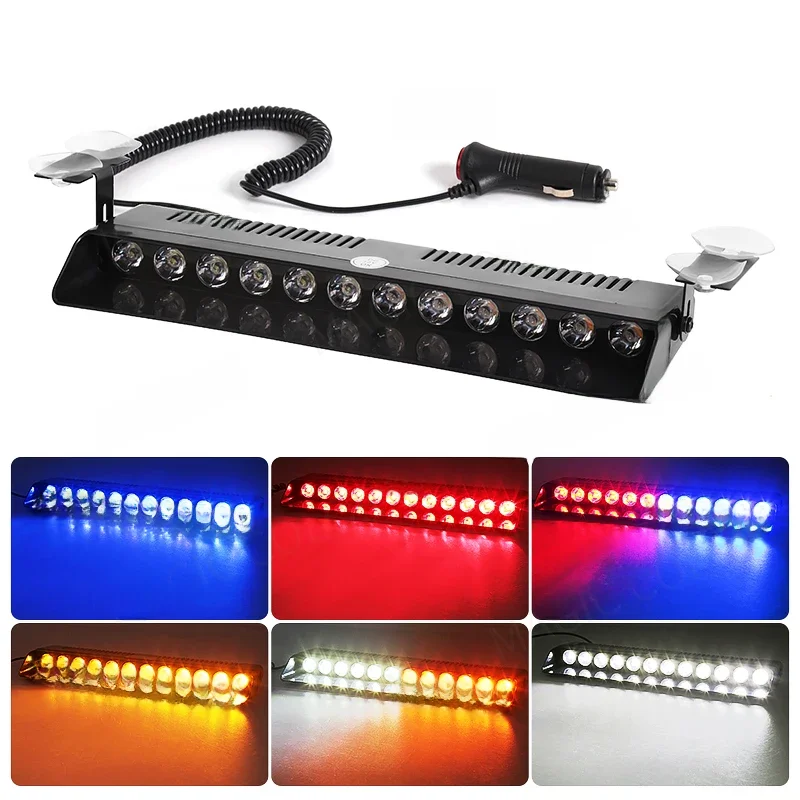 12 LED Auto Stroboscoop Flash Waarschuwingssignaal Baken Politie Brandweerman Noodvoorruit Trailer Voertuigindicatoren Waterdicht - afbeelding 2
