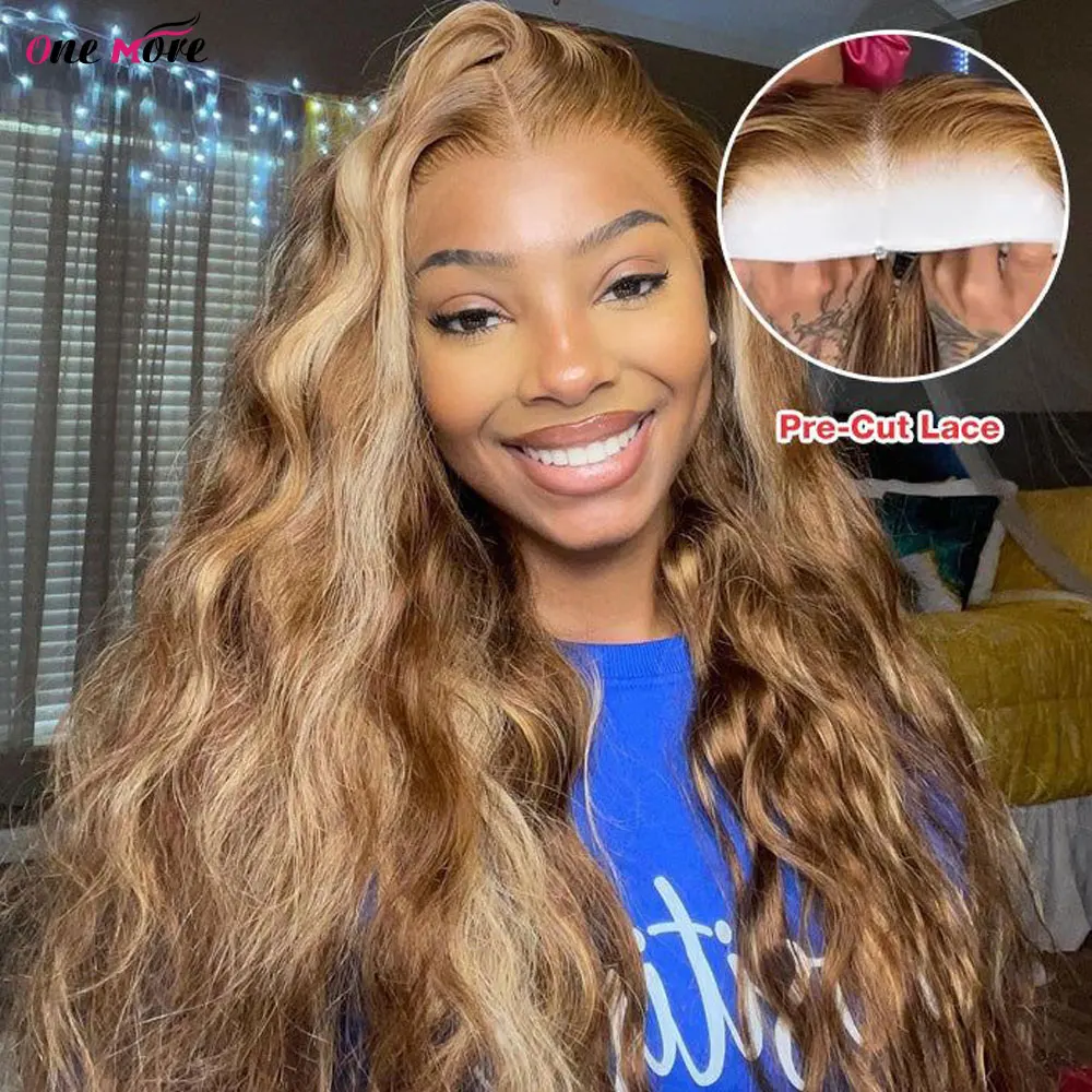 Clearance Sale 4 27 Highlight Body Wave Lace Front Wig 13x4 Brown Colored Human Hair Wigs For Women 100% Human Hair Ship From US