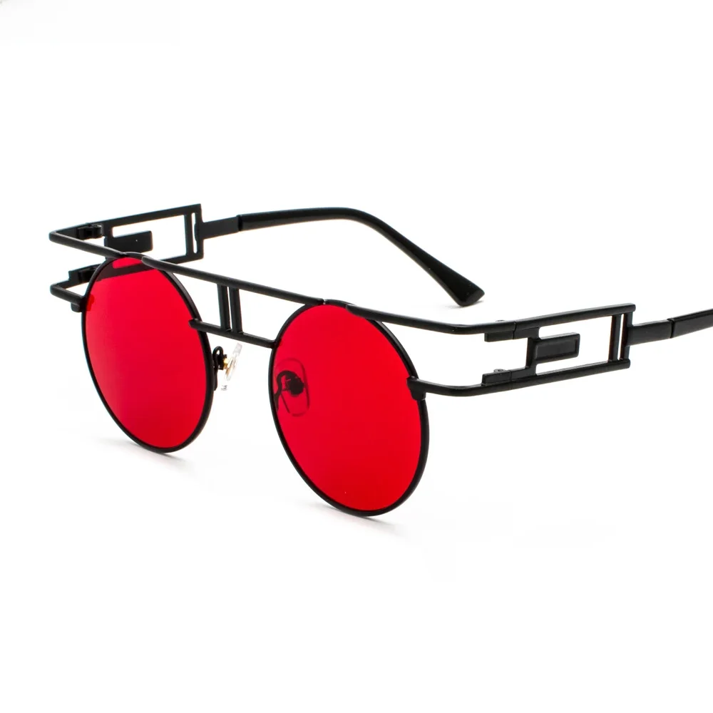 Peekaboo vintage gotyckie okulary przeciwsłoneczne w stylu steampunk mężczyźni retro okrągła metalowa ramka żółte czerwone koło okulary przeciwsłoneczne dla kobiet unisex uv400 — zdjęcie 2