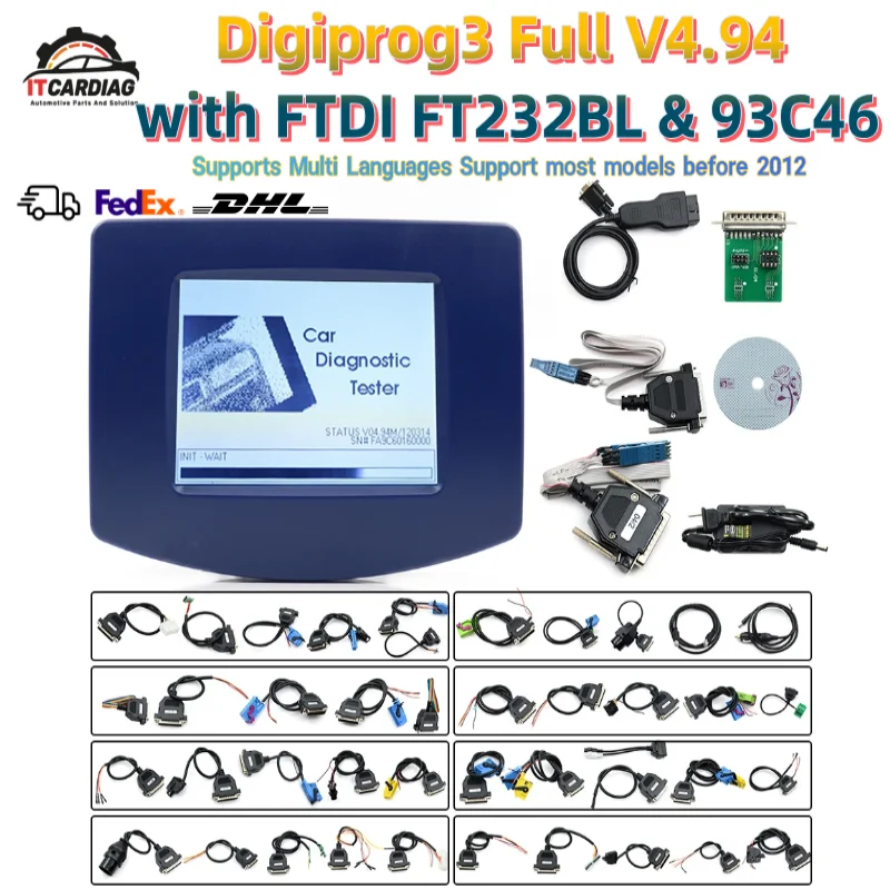 

Digiprog 3 V4.94 с FTDI FT232BL 93C46 ПОЛНЫЙ КОМПЛЕКТ DigiprogIII Проигрыватель OBD Odo Диагностический инструмент для модели 2005–2011 гг.