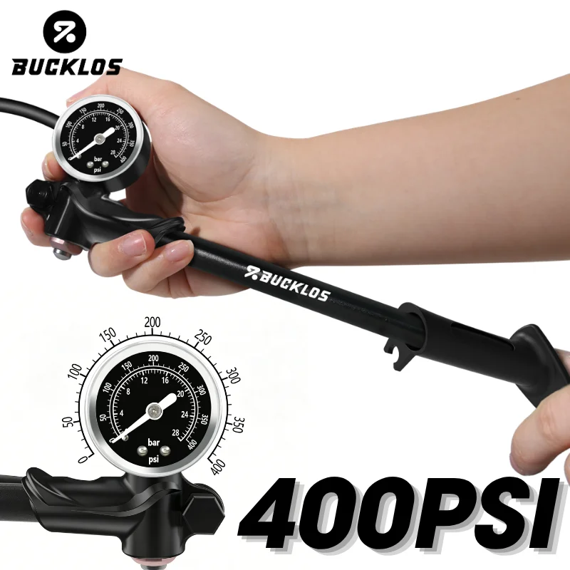 BUCKLOS Bicycle Air Pump 400PSI Air Suspension Inflator MTB Front Fork Rear Shock Absorber Pump Schrader Valve Tire Inflator